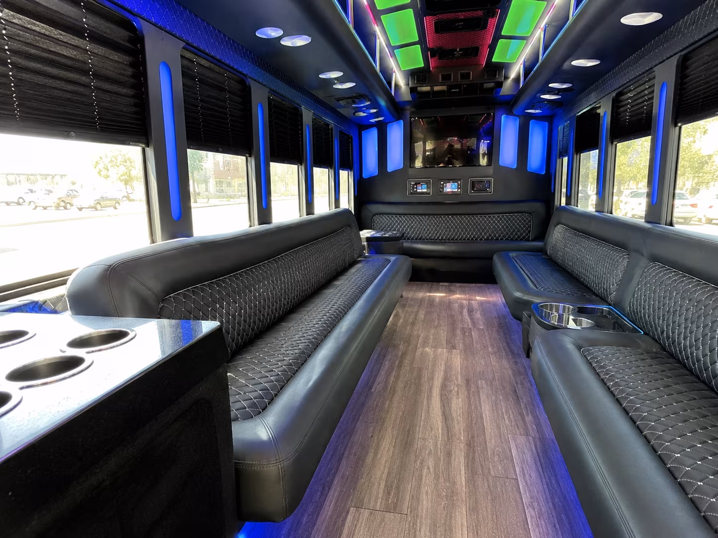 alhambra 15 passenger party bus inside