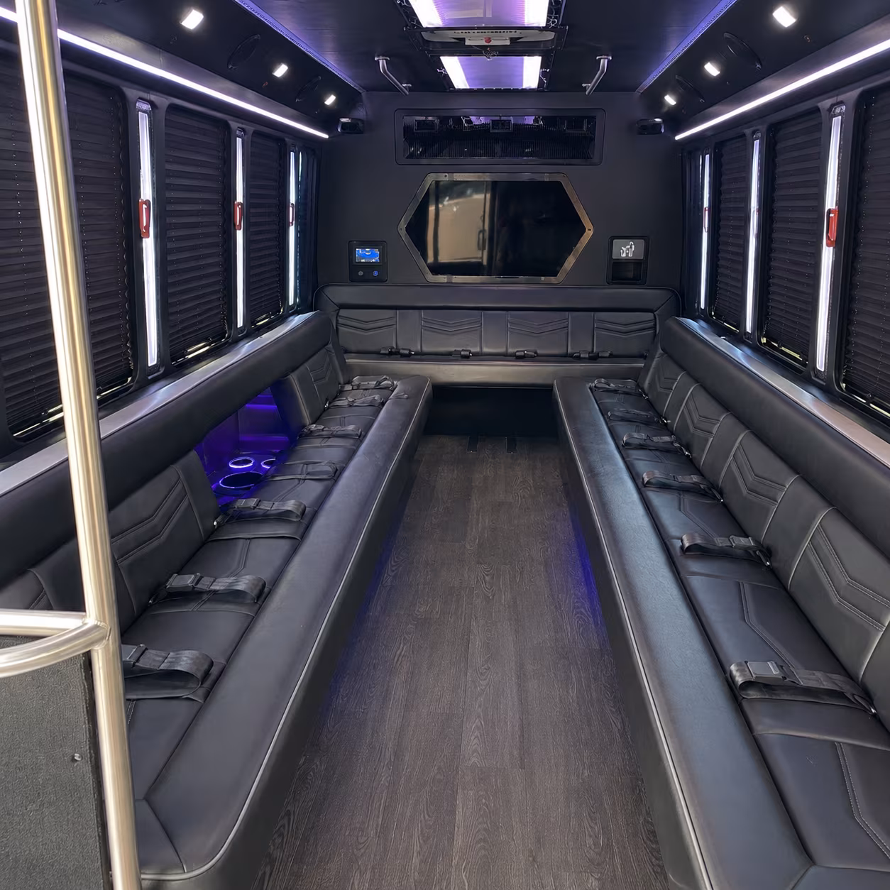 alhambra 18 passenger party bus interior