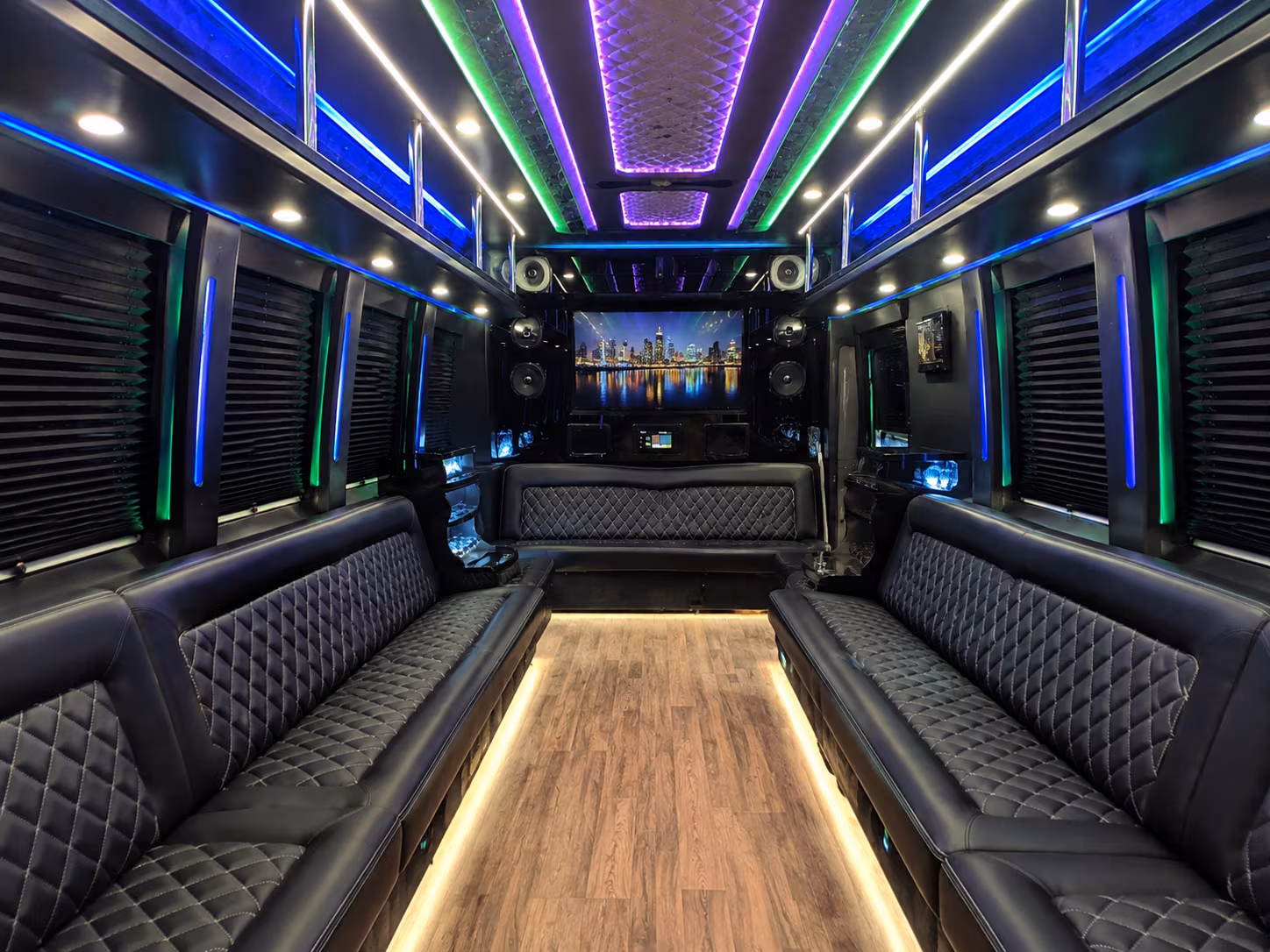 alhambra 25 passenger party bus interior
