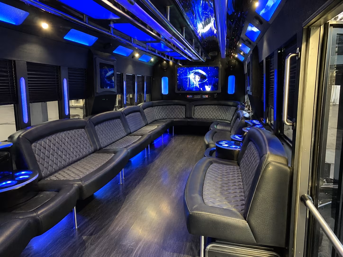 alhambra 28 passenger party bus interior