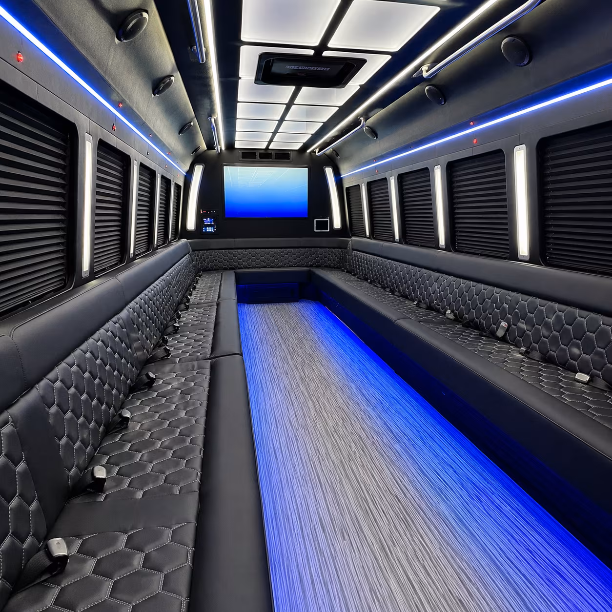 alhambra 50 passenger party bus inside